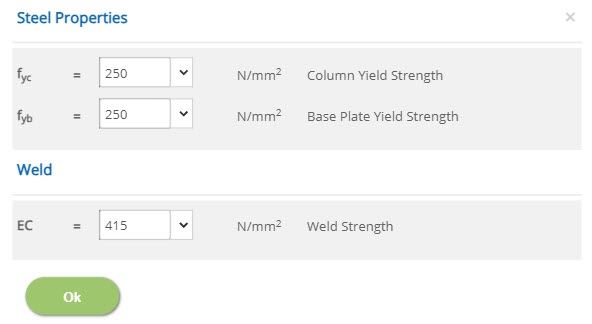 ECBASEPLATE Steel Properties