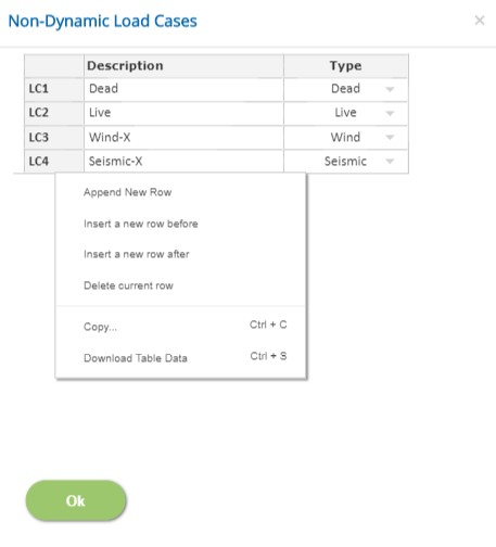 ECDYN Non-Dynamic Load Cases