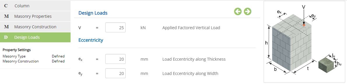 ECMASONRYCOLUMN Design Loads