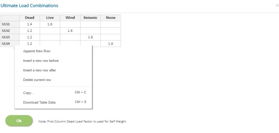 ECMAT Ultimate Load Combinations