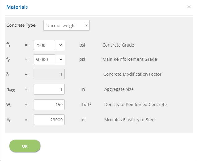 ECFLANGEDBEAM Materials