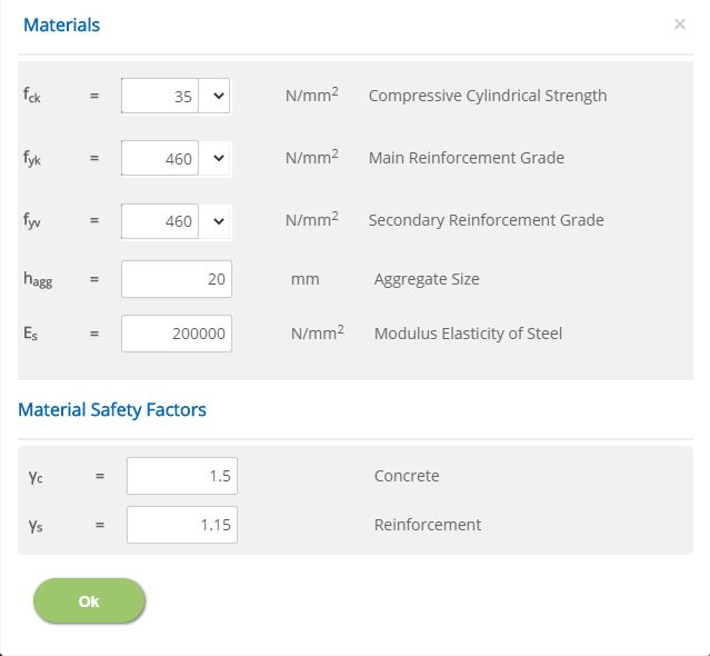 ECFLANGEDBEAM Materials