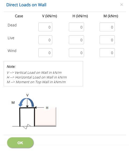 ECRETAININGWALL Direct Loads on Wall