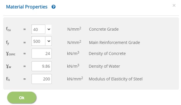 ECRETAININGWALL Material Properties