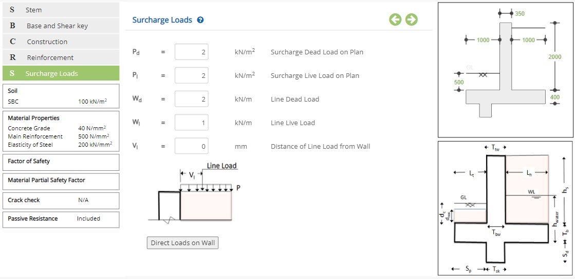 ECRETAININGWALL Surcharge Loads