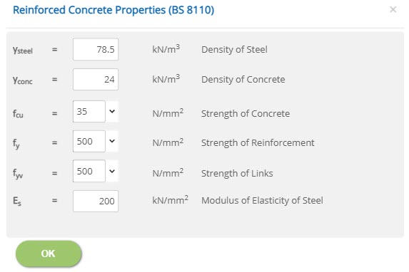 ECVERVESReinforced Concrete Properties (BS 8110)