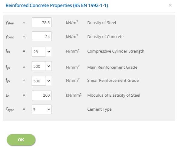 ECVERVESReinforced Concrete Properties (BS EN 1992-1-1)